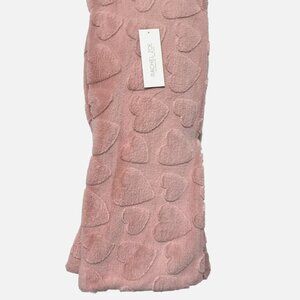 Rachel Zoe Raised Hearts Mauve Pink Faux Fur Throw Blanket Soft Valentine's Day